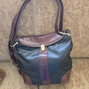 Black and Brown Leather Shoulder Bag - Designer Style